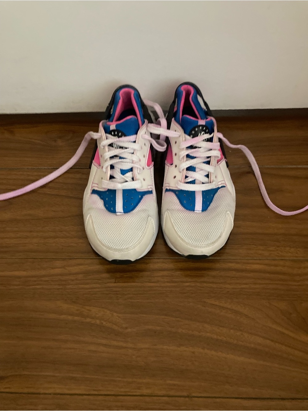 Nike Kids White Sneakers with Pink and Blue Accents